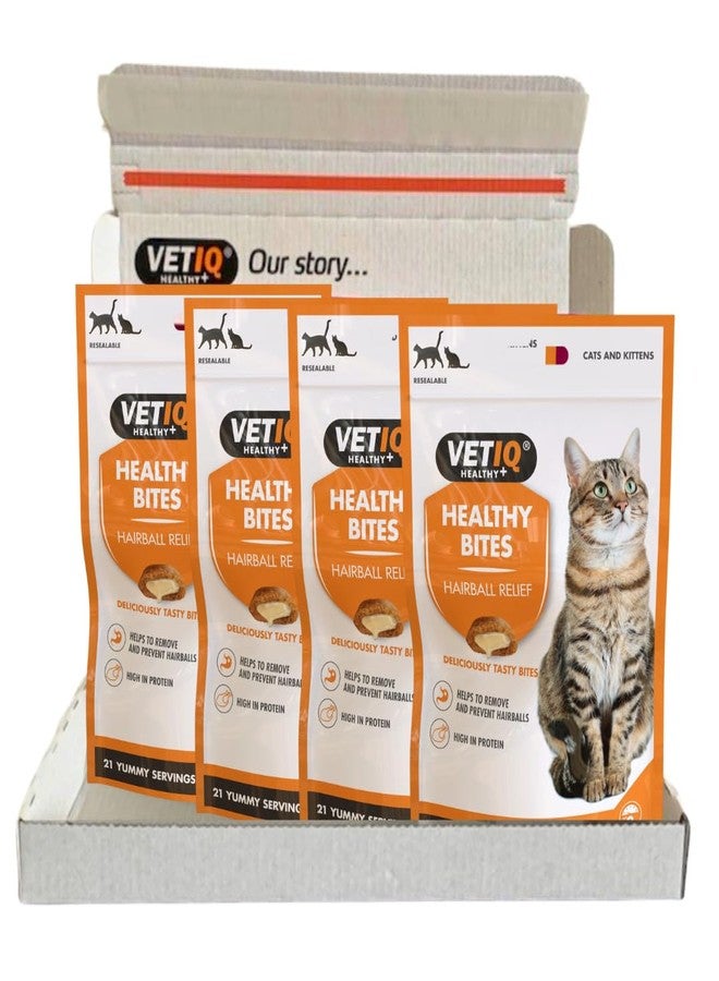فيت آي كيو وجبة VetIQ Healthy Bites لعلاج كرات الشعر للقطط، 4 × 65 غرام، تساعد على منع كرات الشعر وإزالتها، مكمل غذائي للقطط خالٍ من المكونات الاصطناعية، صحة القطط والقطط الصغيرة - Image 1